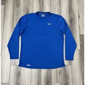 Under Armour Coldgear Fitted Blue Long Sleeve Athletic Shirt Mens Sz 2XL